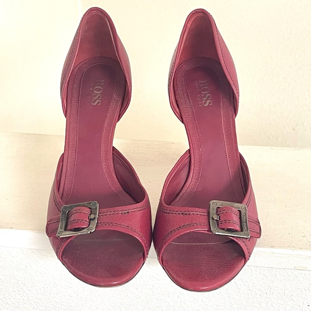 1940s Style Vintage Hugo Boss Designer Peep Toe Pumps Shoes heels